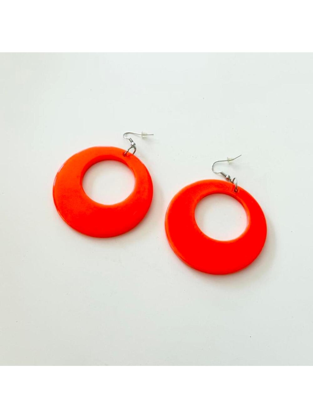 ✦ neon orange lucite hoop earrings ♡ vintage statement ✦